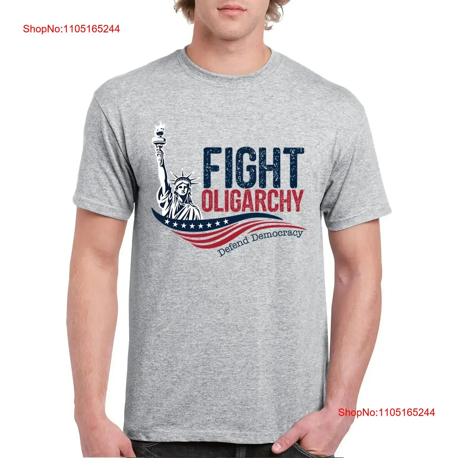 قتال أوليغارشي تي شيرت الليبرالية الأمريكية الديمقراطية العدالة الاجتماعية الرجال خمر غسلها امتدت أوم الموضة #1