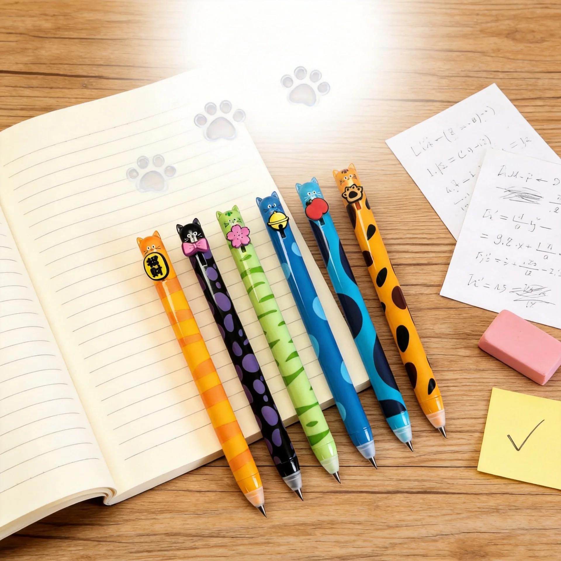 Wholesale 48pcs Cat Erasable Pens for School Students Writing Accessories Blue Ink Gel Pens Kawaii Gadget Korean Stationery Bulk