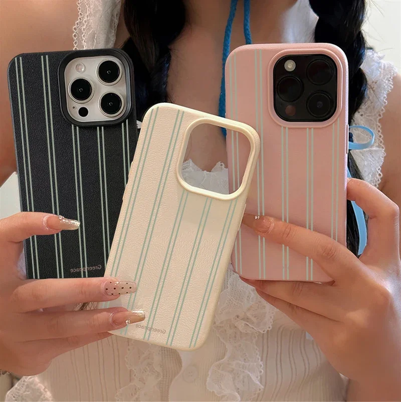 Stripe Lichee Pattern Phone Case For Xiaomi 15T 13T 14T Pro 15 POCO X6 X7 X5 X4 X3 M7 M6 M4 F6 F5 F7 Pro Ultra Silicone Cover