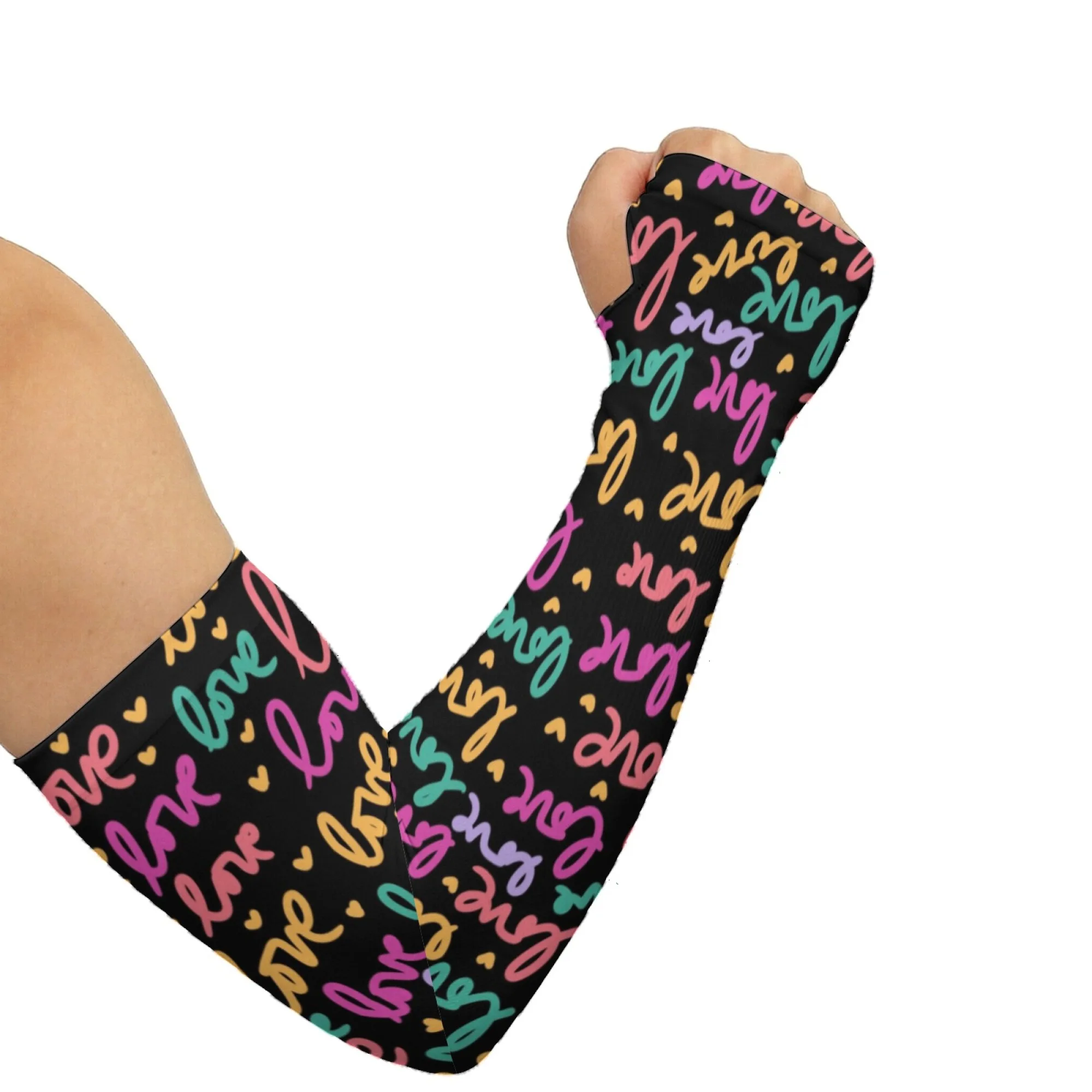 

LOVE Text Arm Sleeve Unisex Non-slip Breathable Quick-drying Sports Sleeve Gardening Fishing Outdoor Bicycle Protective Cover
