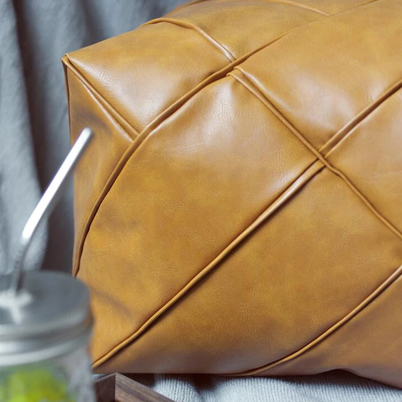 Morocco Sitting Pier PU Leather Cushion Cover Decor Craft Meditation Cushion Japanese Style Tatami Unstuffed Pouf Floor Futon
