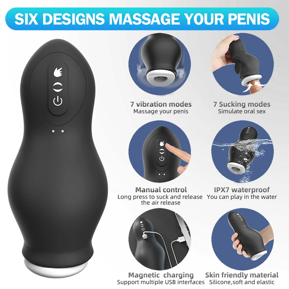 Masturbator for Men Automatic Sucking Male Machine Oral Vaginal Penis Vibrator Sex Toy for Men Masturbation Cup Blowjobs Machine