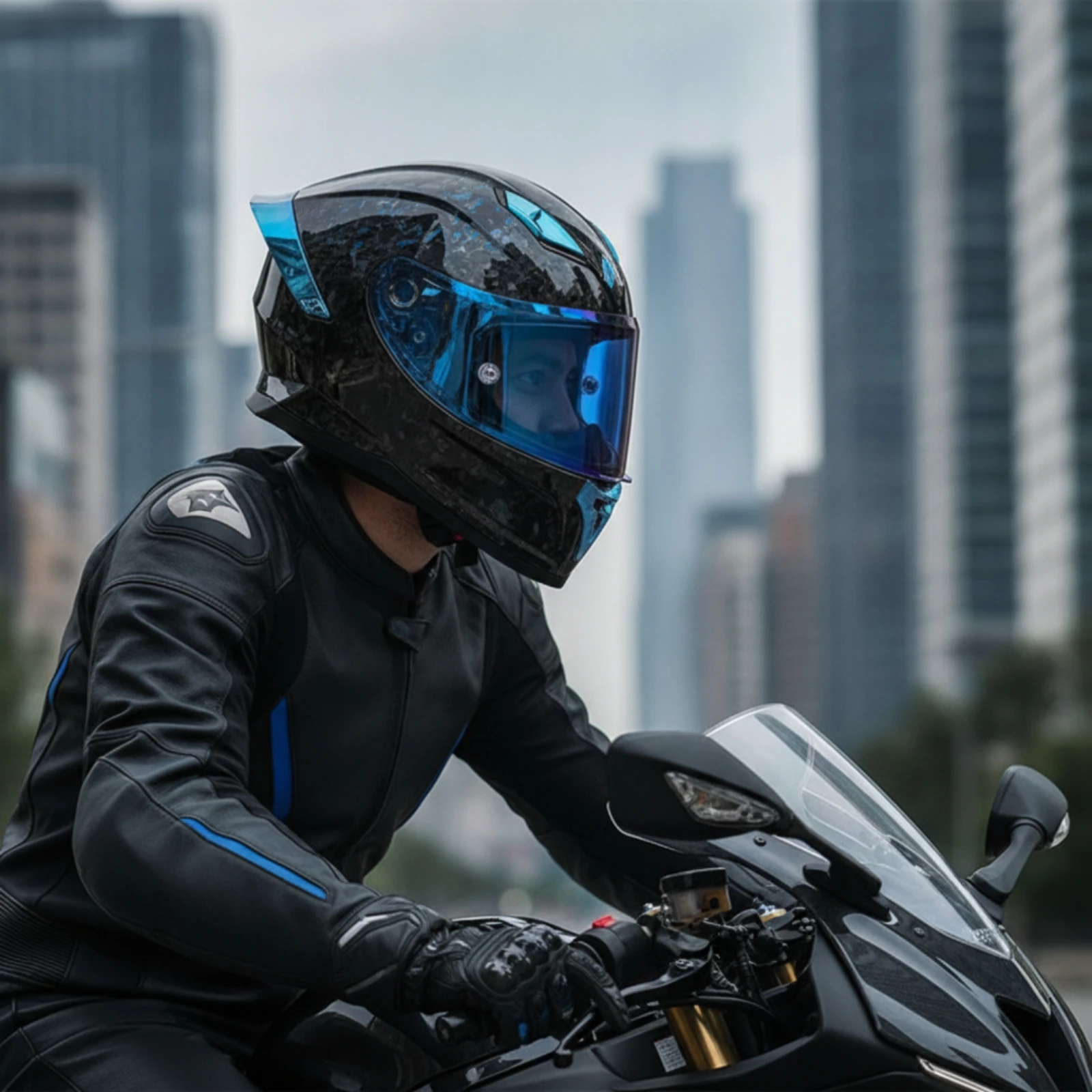 Full Face Motorcycle Helmet Aerodynamic Motorcycle Helmet with Bluetooth Headset Anti Breathable for Motorcyclists, Touring