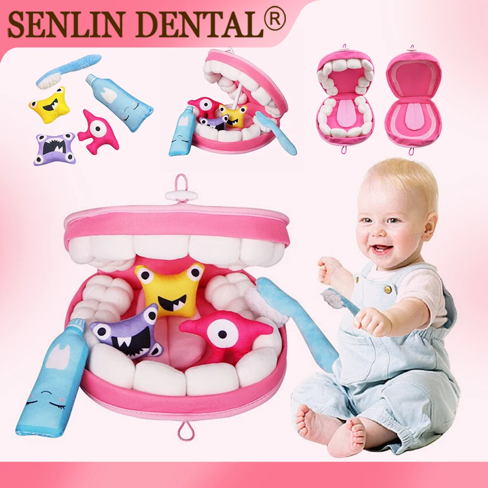 Cartoon Tooth Brushing Plush Toy Dental Teeth Model Role Play Toys Teeth Brushing Toys Cute Early Education Cartoon Tooth Brushi