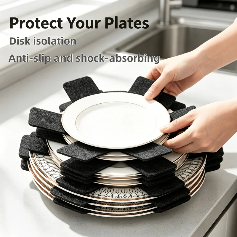 7 Pack Felt Pot Separators,Anti‑Scratch Cookware Protector Pads,Washable Reusable Anti‑Slip Mats for Non‑Stick Pots Pans Storage