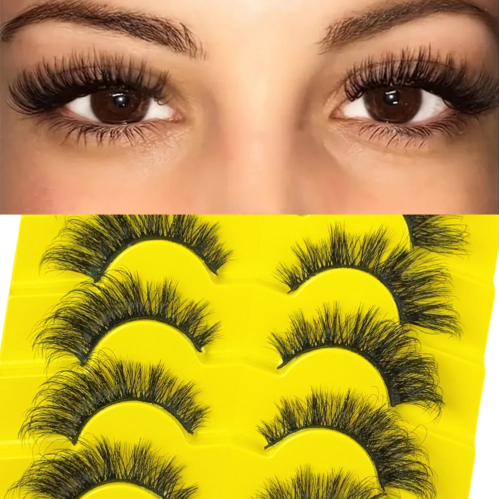 7 pairs of cat-eye eyelashes, elongated outer corners of the eyes, naturally slender and curly false eyelashes, reusable