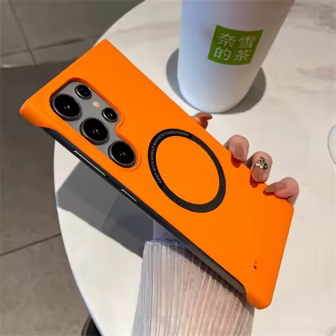 Luxury For Magsafe Thin PC Matte Frameless Phone Case For Samsung S24 S25 Ultra Edge S23 FE S22 S21 S20 S10 S9 Plus Back Cover