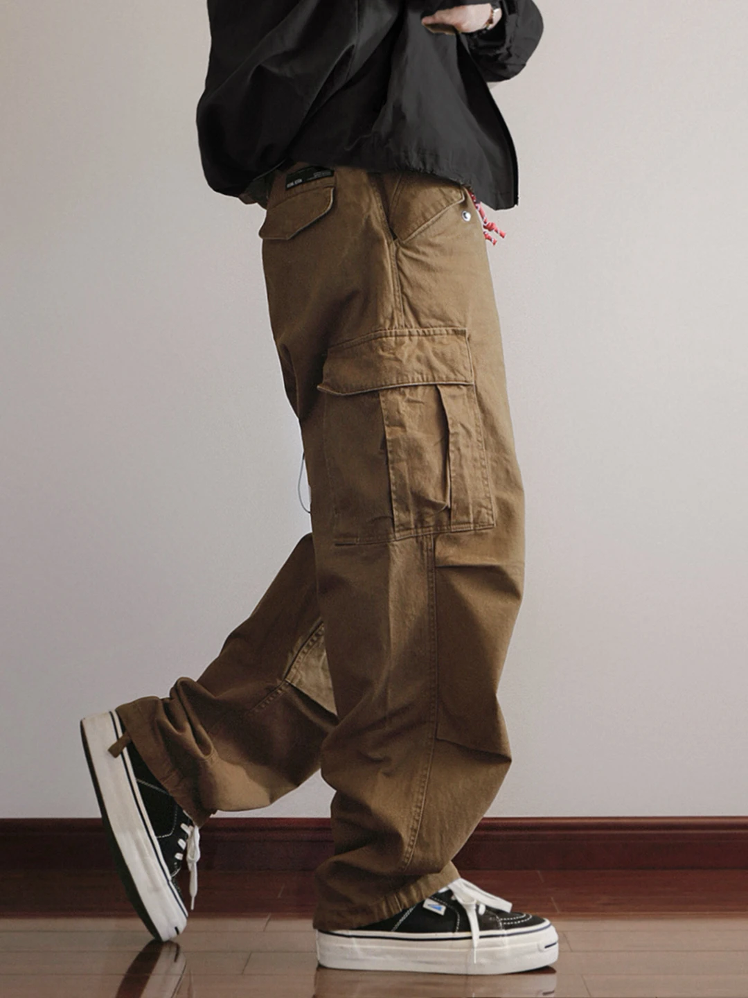 

Retro American Vintage Work Pants Multi-ket Diagonal Texture Worn-In Feel Loose Casual Straight Leg Cotton Trousers