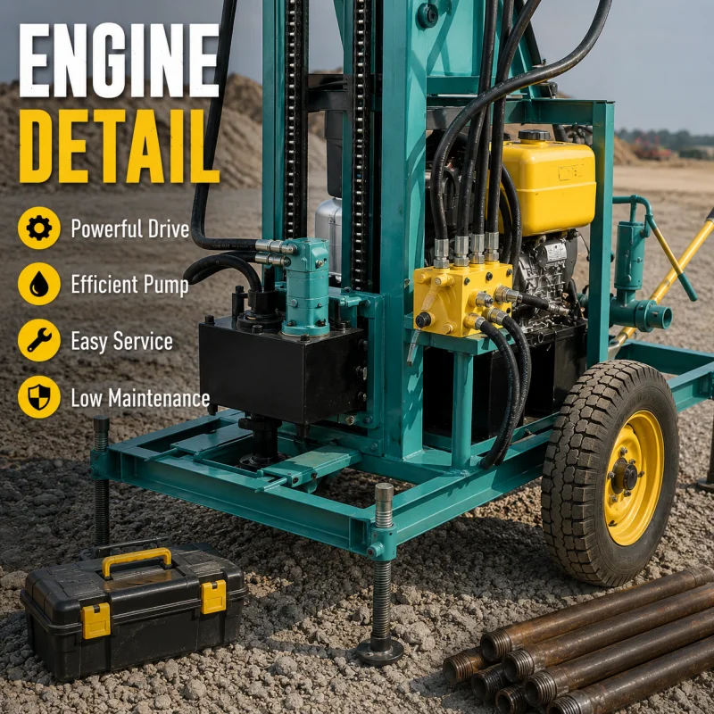Portable Diesel Water Well Drilling Machine For Domestic Water Wells With Durable Steel Structure Rig Manufacturer Direct