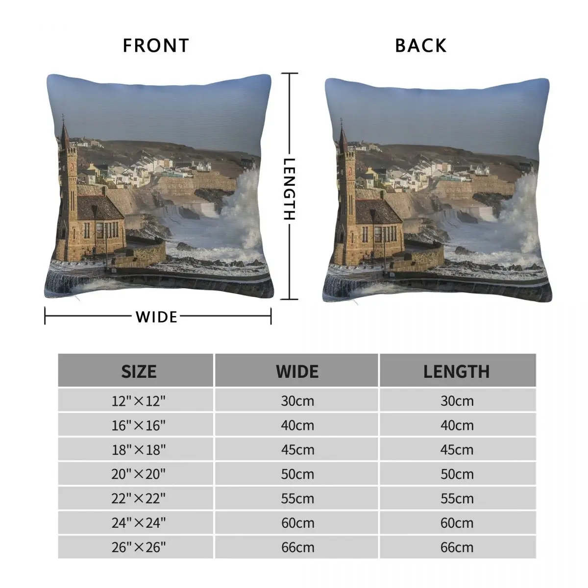 Clock Tower Cornwall Storm Square Pillowcase Polyester Linen Velvet Pattern Zip Decorative Throw Pillow Case Home Cushion Cover