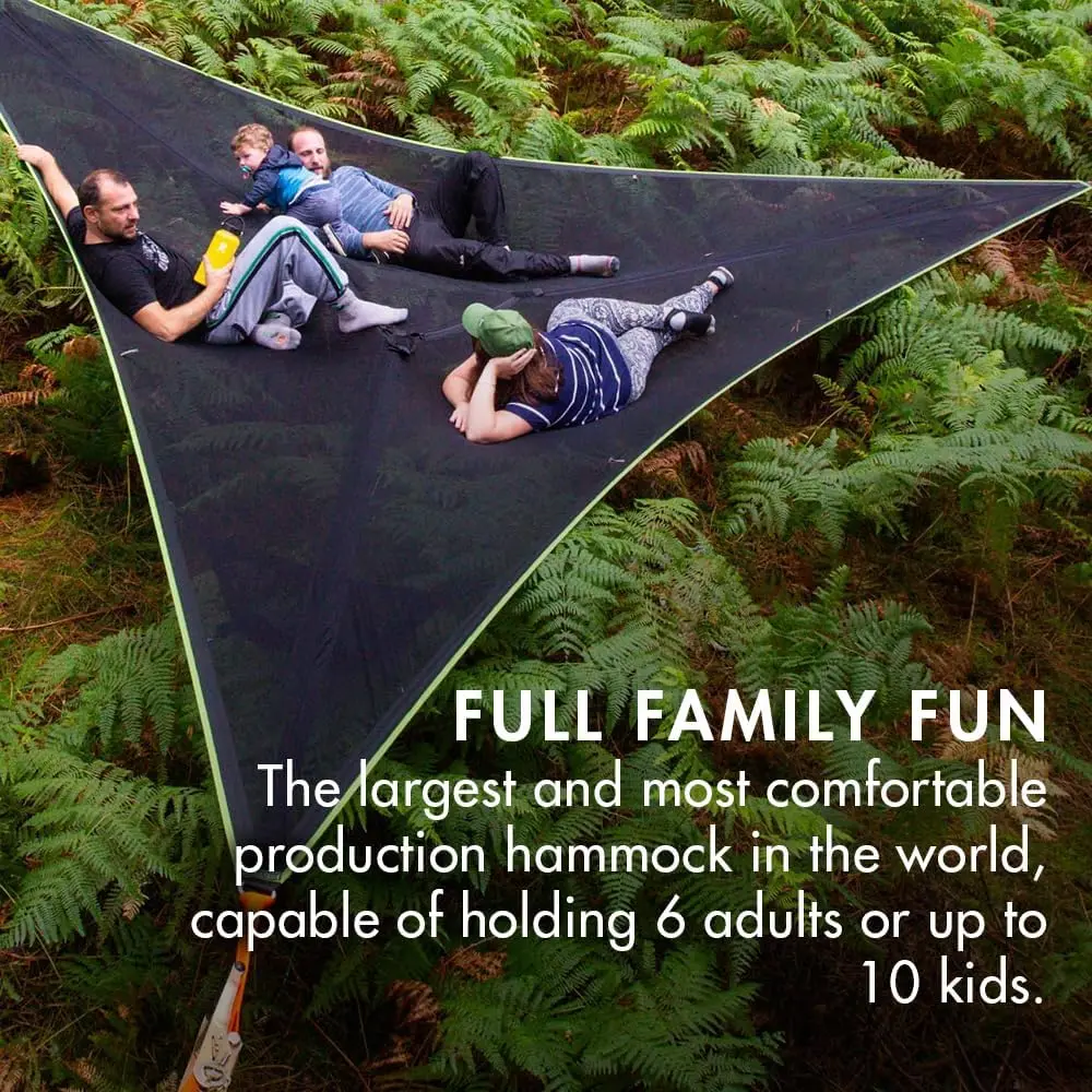 Giant Hammock, The Original Tree Tent Company, 3 to 6 Adult Capacity, Anti-Roll, Central Hatch, Ratches and Straps Included