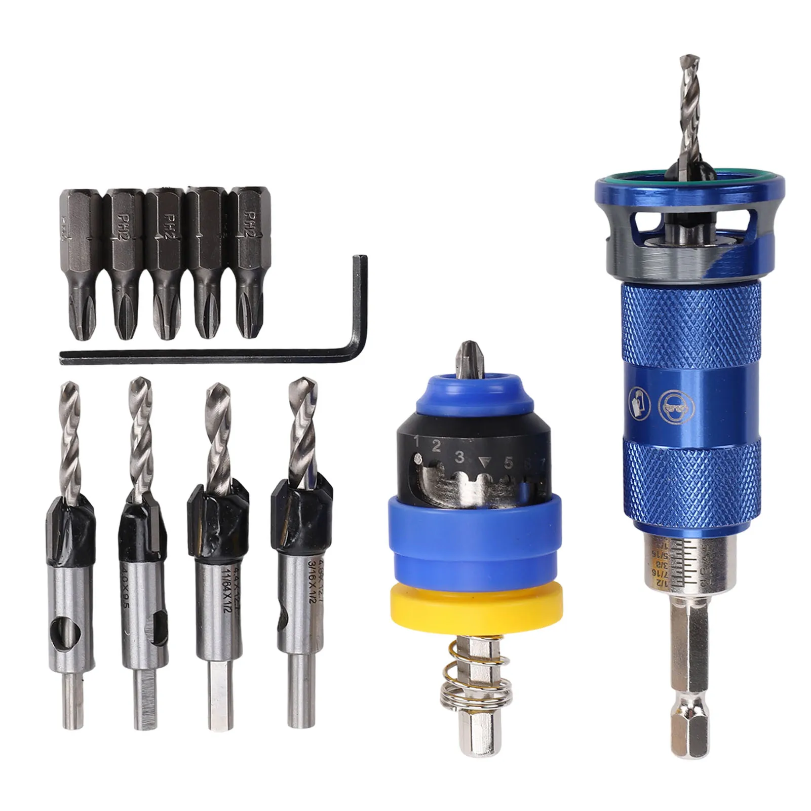 

Counterbore Drill Bit Set Countersink Drill Bit Set 3.2-4.8mm Counterbore Drill Bits with Adjustable Depth Stop for Woodworking
