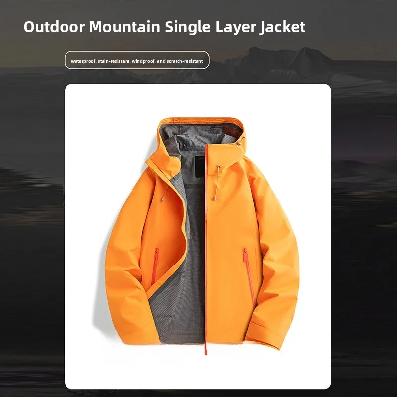 

Новая ветрозащитная, водонепроницаемая, дышащая однокамерная куртка-парка 2025 года для активного отдыха с капюшоном и молнией, длинный рукав