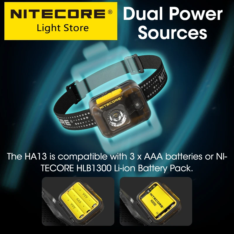 Sale Nitecore HA13 LED Headlamp Dual Power Source 350LMs Camping Work Light Night Trail Running Fishing Headlight 3x AAA Battery