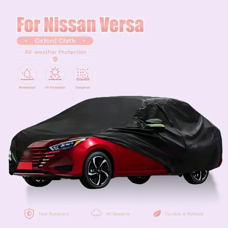 

For Nissan Versa Full Car Cover Side Zipper Waterproof Dustproof Sun Protection Outdoor Exterior Accessories