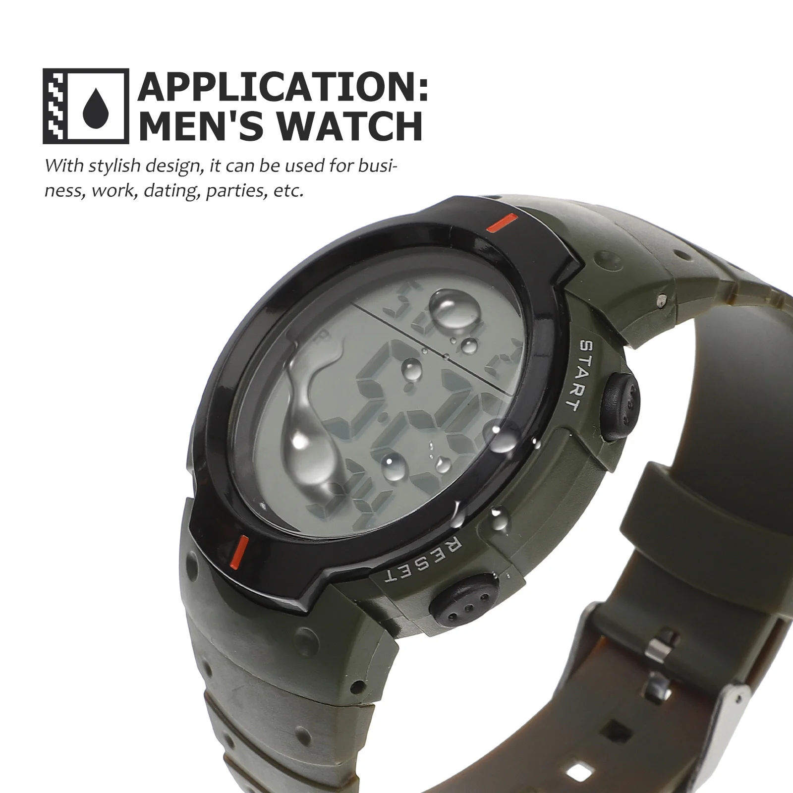 1Pcs Waterproof Electronic Watch Dark Green Multi-Purpose Sports Wristwatch for Man Boys Casual Fashion Luminous Display - Image 5