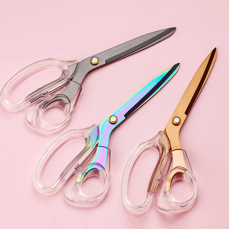 

Asymmetry Acrylic Scissors Transparent Handle Sharp Stainless Steel Kitchen,Office Stationery,Paper Cut Pruning Sewing ZS-14