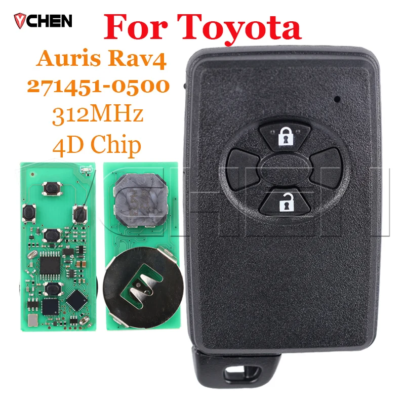 Smart Remote Car Key For Toyota Auris Rav4 2006 2007 2008 2009 2010 2011 312MHZ 4D-67 Chip 271451-0500 2 Button Car Keyless Fob