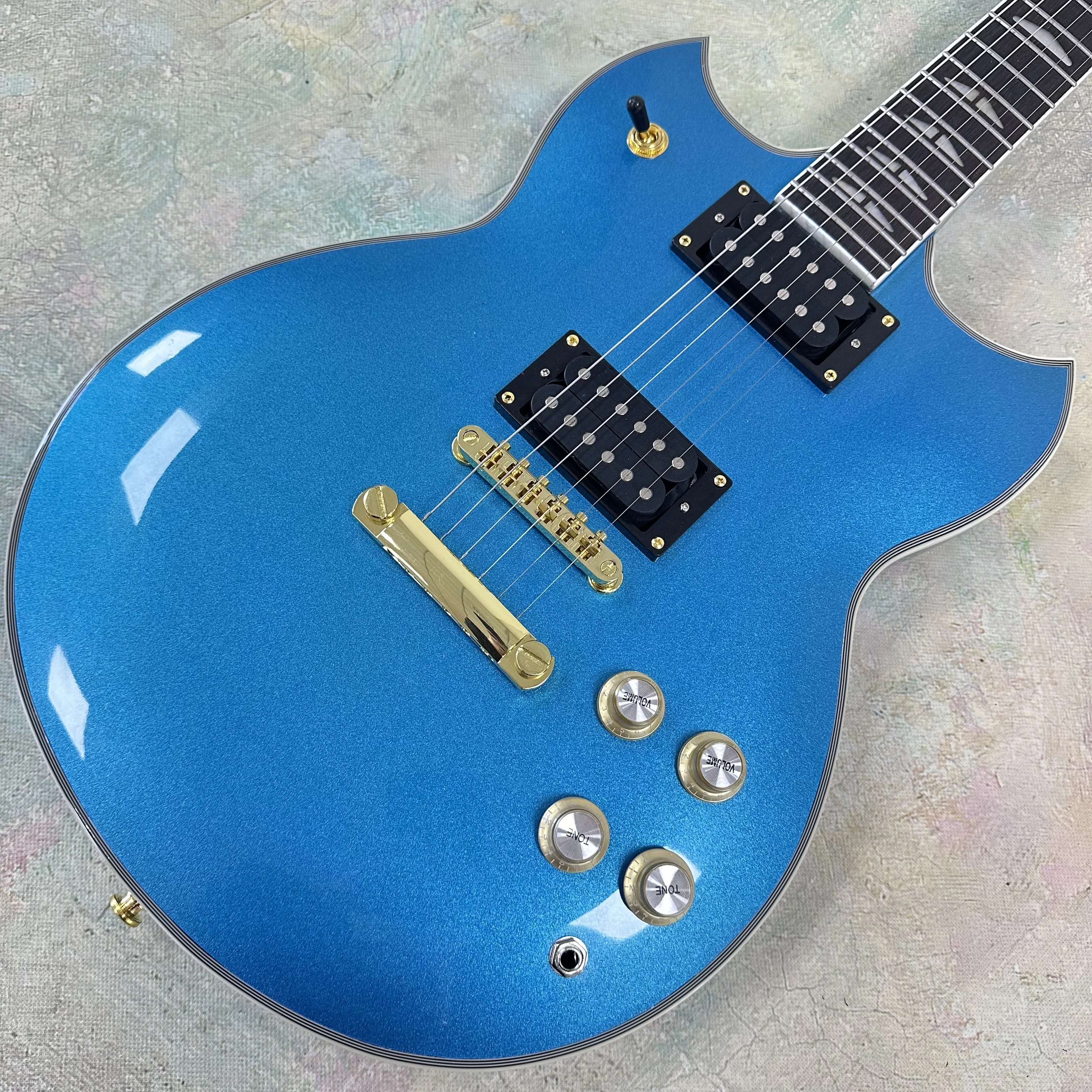 

SG1000 Metallic Blue Electric Guitar Rosewood Fingerboard Fixed Bridge ShipUS Electric Guitar-Themed Gift Free Shipping