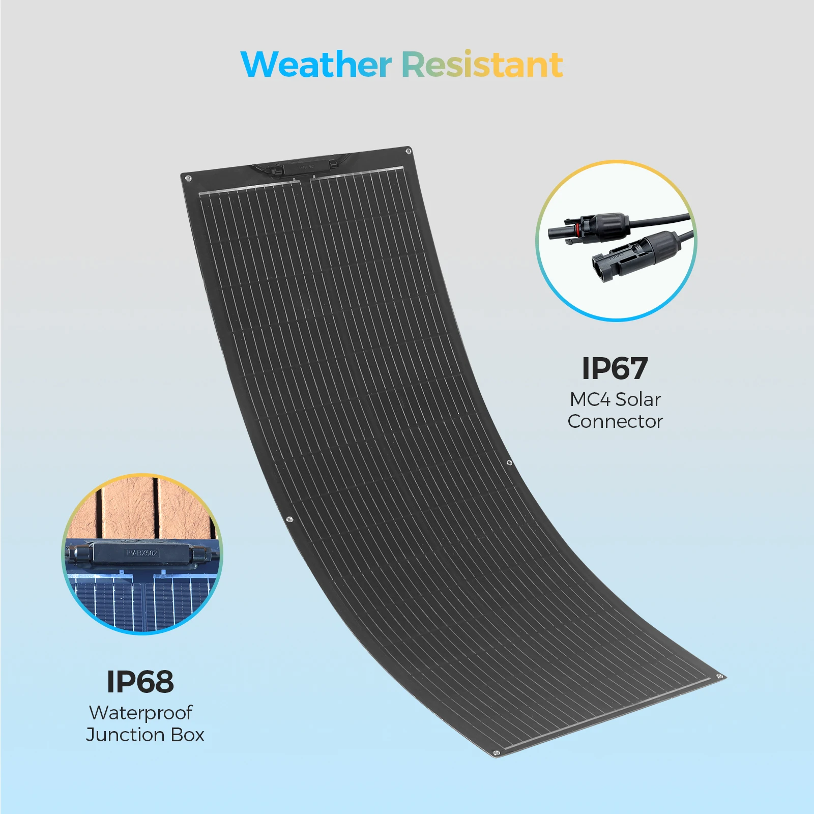 1000W - 100W flexible solar panel solar Power IP68 sealing level, suitable for roofs, motor home, balconies, Yacht Boat etc