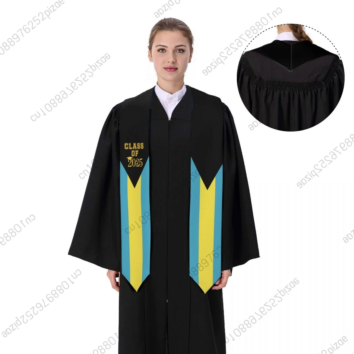 

New Bahamas Flag Class Of 2025 183*13CM Graduation Stole Sash Scarf For International Students Proud