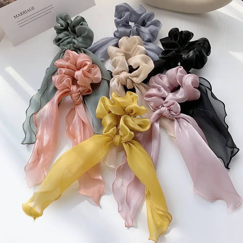 

Fashion Women Scrunchies Hair Rubber for Women Girls Elastic Hair Bands Long Ribbon Hairband Hair Accessories Headwear