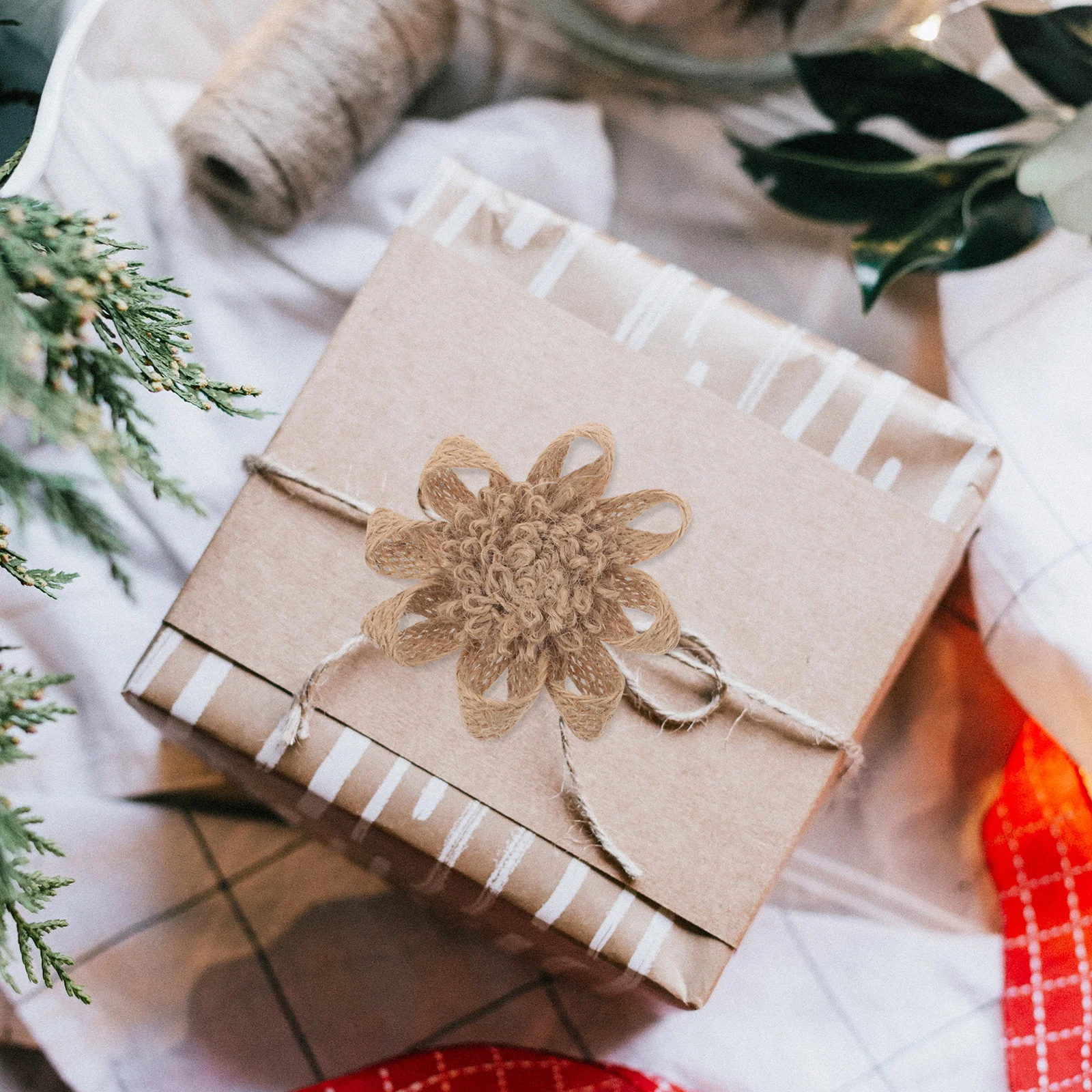 

10Pcs Handmade Floral Hair Accessories Burlap Flowers for Women Wedding Bridal Party Decorations Craft Supplies