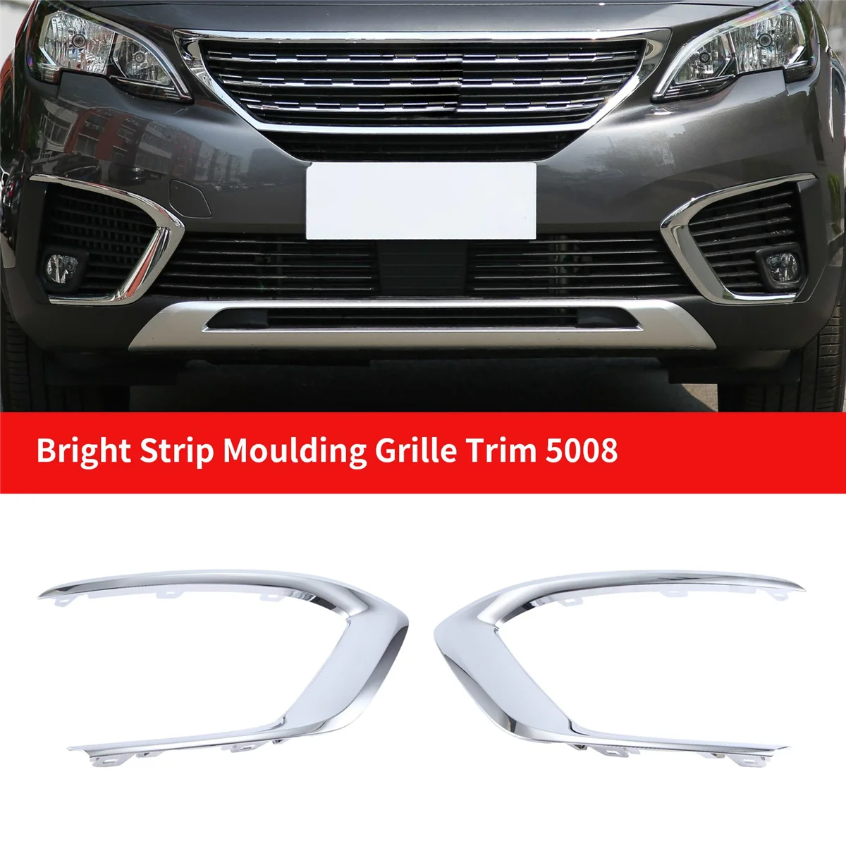 Right New Fog Lamp Lights Frame Cover Bright Strip Moulding Grille Trim for