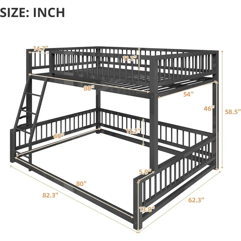 Durable Metal Twin XL Over Queen Bunk Bed with Safety Rails and Ladder, Ideal for Kids, Teens, and Adults, No Box Spring Needed, view 2