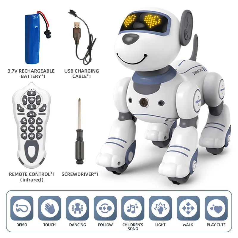 2025 AI Smart Robot Dog - Control de voz, detección táctil, juguete para mascotas programable, regalo para niños y niñas (baile RC)