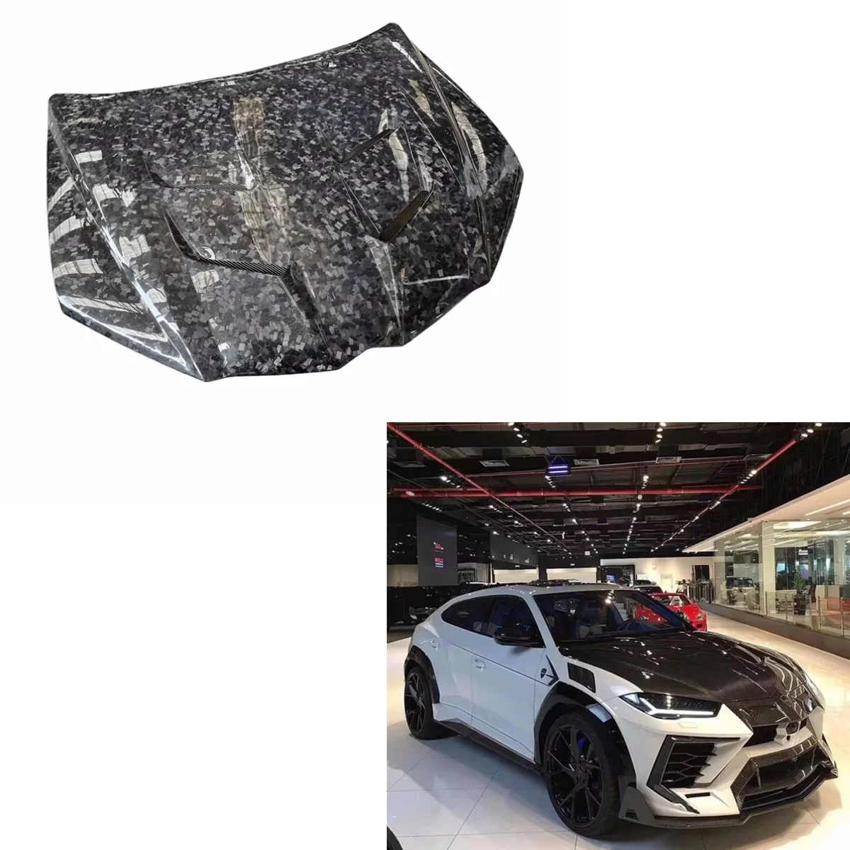 

Forged Carbon Fiber Engine Vented Hood Bonnet Front Engine Hood Auto Body Systems Body Kit Vent Cover for Lamborghini URUS