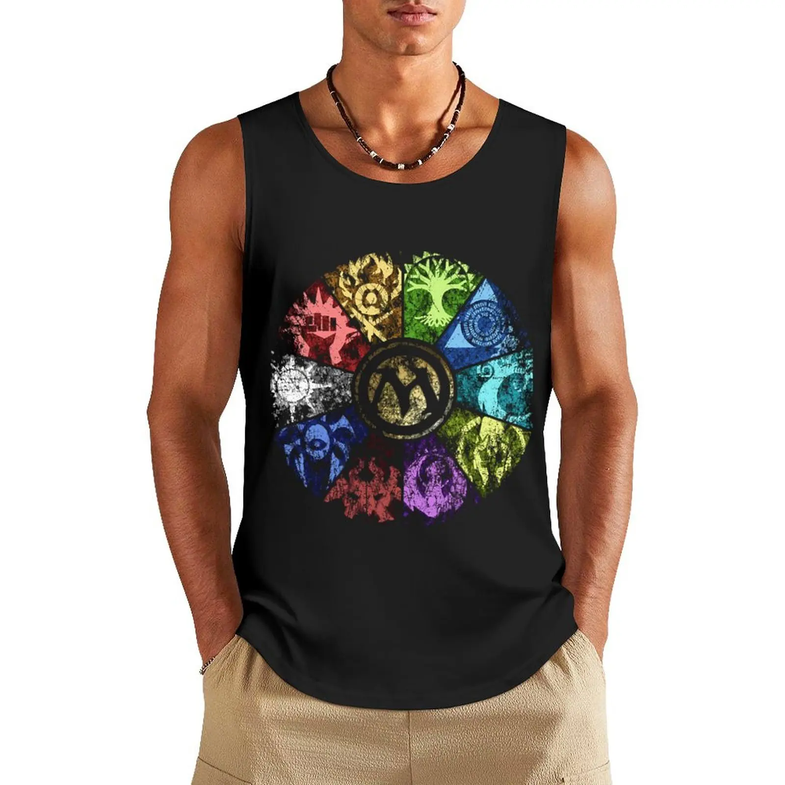 

MTG Faded Guild Wheel Tank Top T-shirt for fitness Men's summer t-shirt sleeveless vests