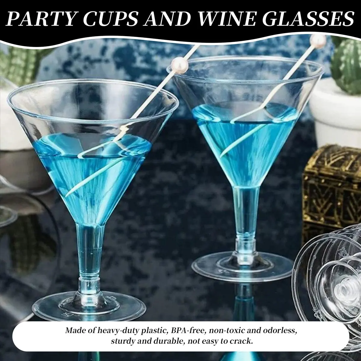 [Set of ],Plastic Glasses, Clear Wine Glasses Reusable Party Cups Dessert Cups for Cocktail Champagne Flutes Dessert