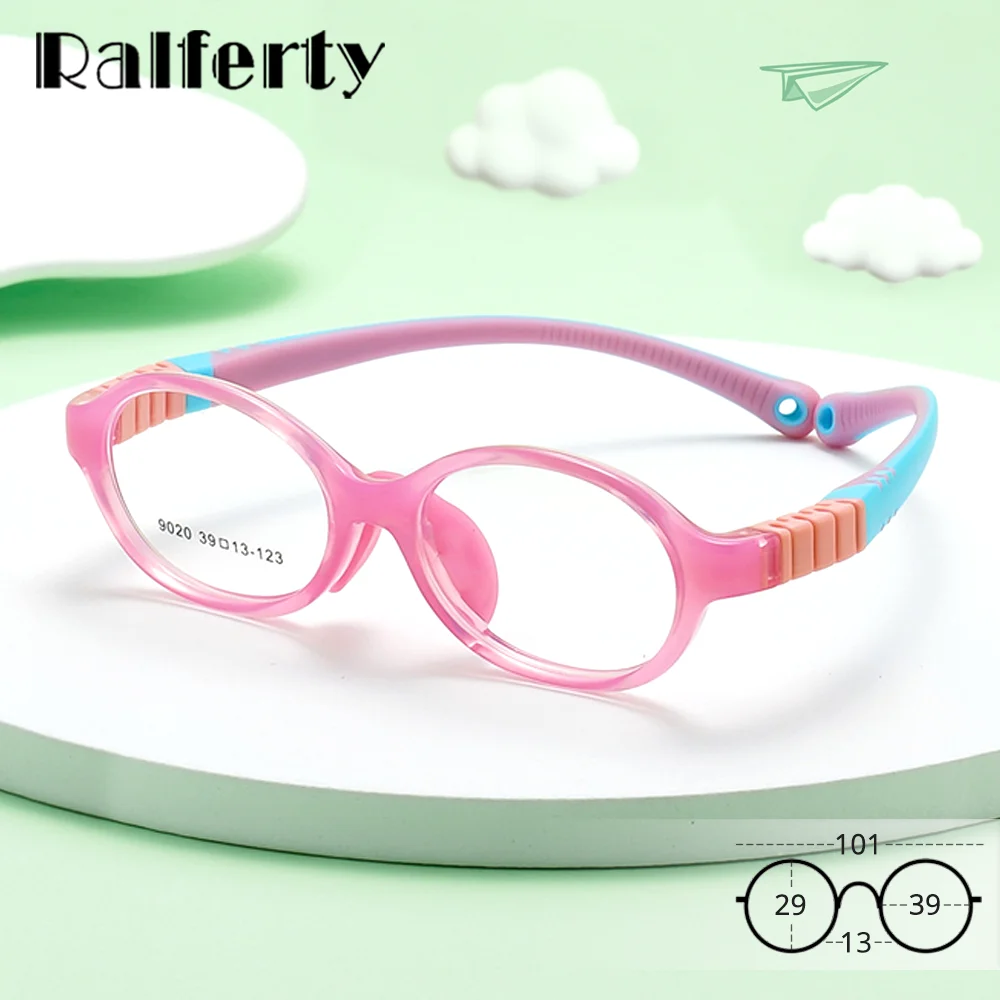 Ralferty Flexible Eyeglasses Frame For Child Detachable Small Oval Glasses Frame Kids Optical Frame Children Strap 2-4Y 39 13