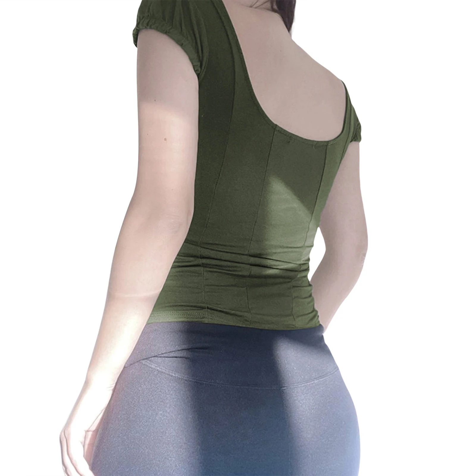 Top corto a maniche corte da donna di nuova moda T-shirt basic slim fit estiva con finiture in pizzo retrò per streetwear da festa