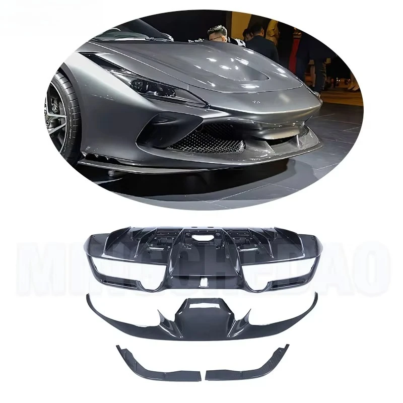 For the F8 Upgrade Modified OEM-dry Carbon Fiber Front Bumper Lower Lip  Rear Diffuser Rear Spoiler Body Kit Side Flaps