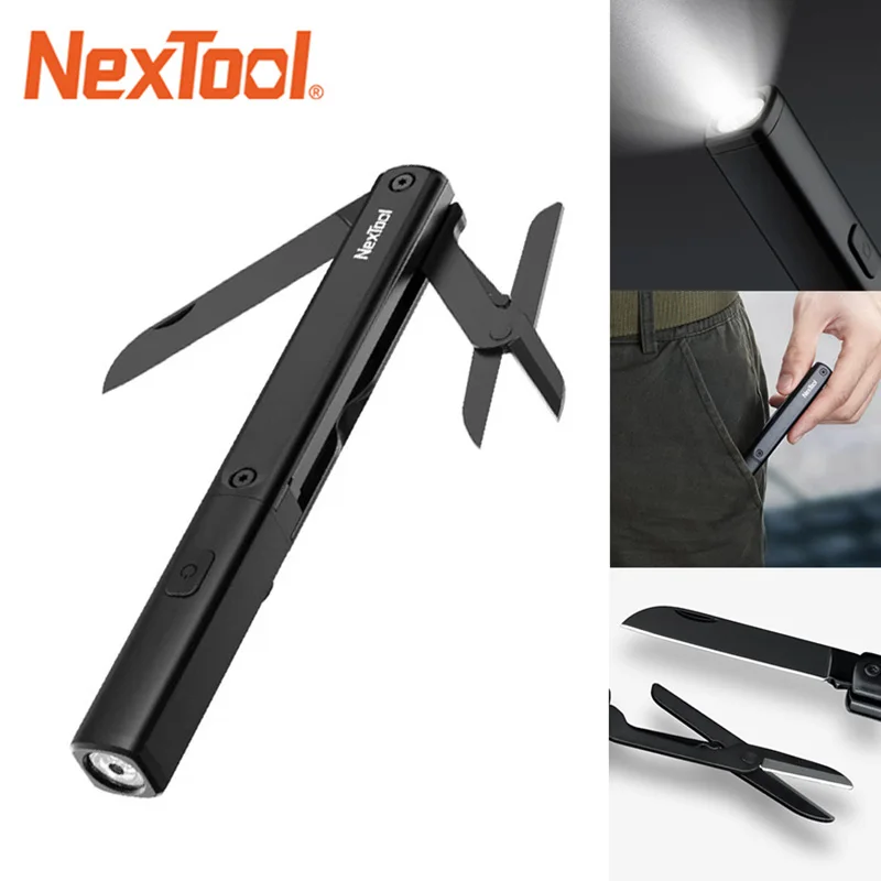 Youpin NexTool Multifunctional 3 in 1 Pen Tools N1 Flashlight Scissors USB Rechargeable IPX4 Waterproof Portable Outdoors Tools