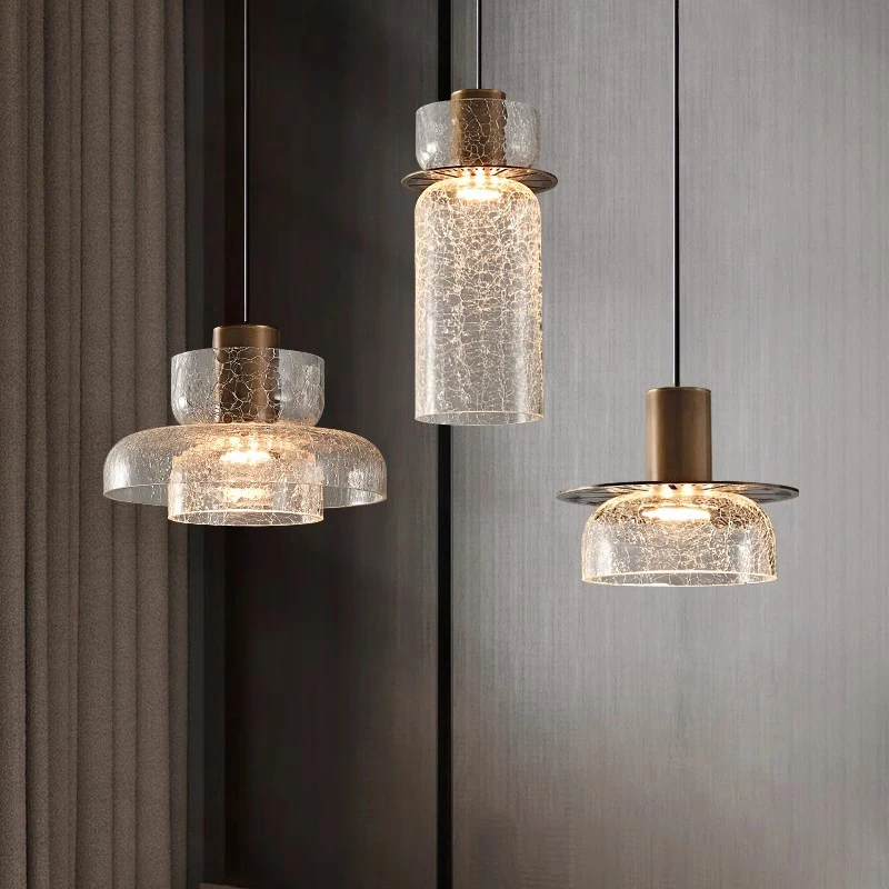 

Simple new retro bedside chandelier, light luxury coffee shop bar light designer background wall light burst glass pendant lamp