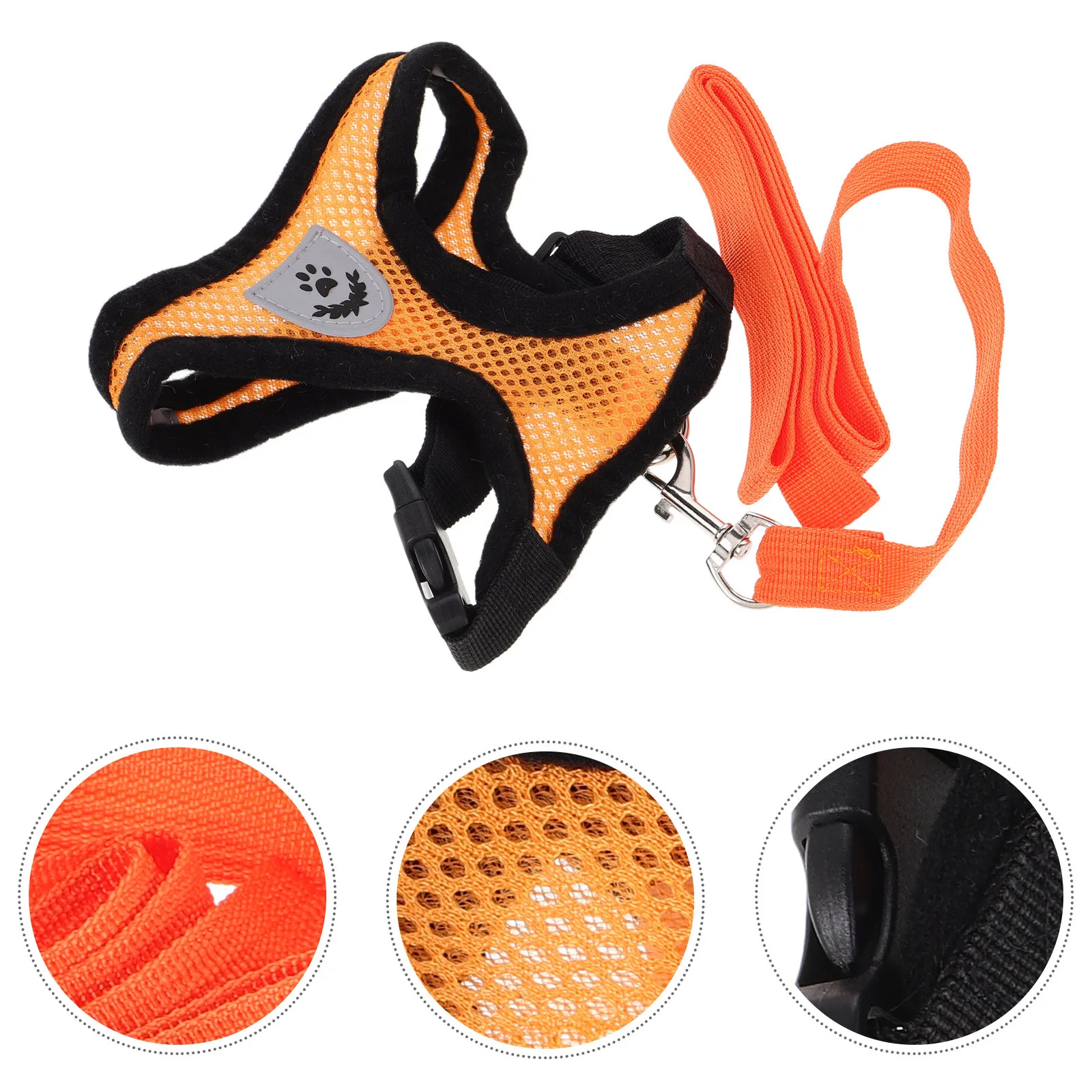 

Mesh Cat Harness Adjustable Pet Halter Vest S Orange Premium Breathable Fabric Year-Round Wear Easy on No Struggle Elastic
