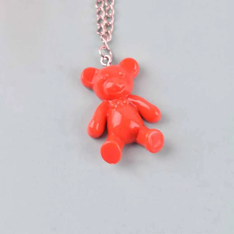 The New Colourful Resin Pendant Bears  Necklace Multicolor Jewelry Gifts for Women/Children