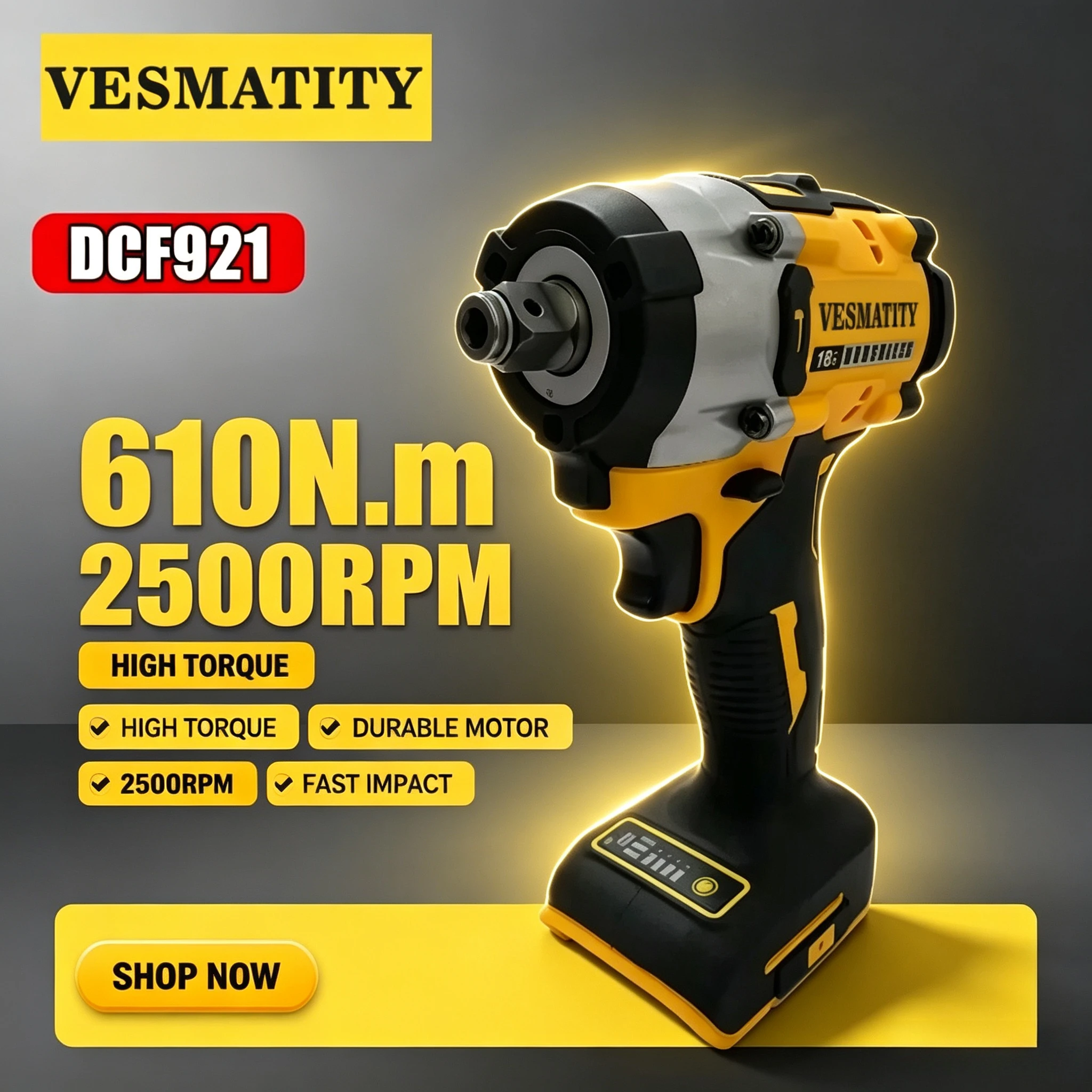 DCD921 ATOMIC MAX Cordless Wrench 1/2 in Cordless Impact Wrench Variable Speed Charging Wrench DCF921 for DEWALT Battery
