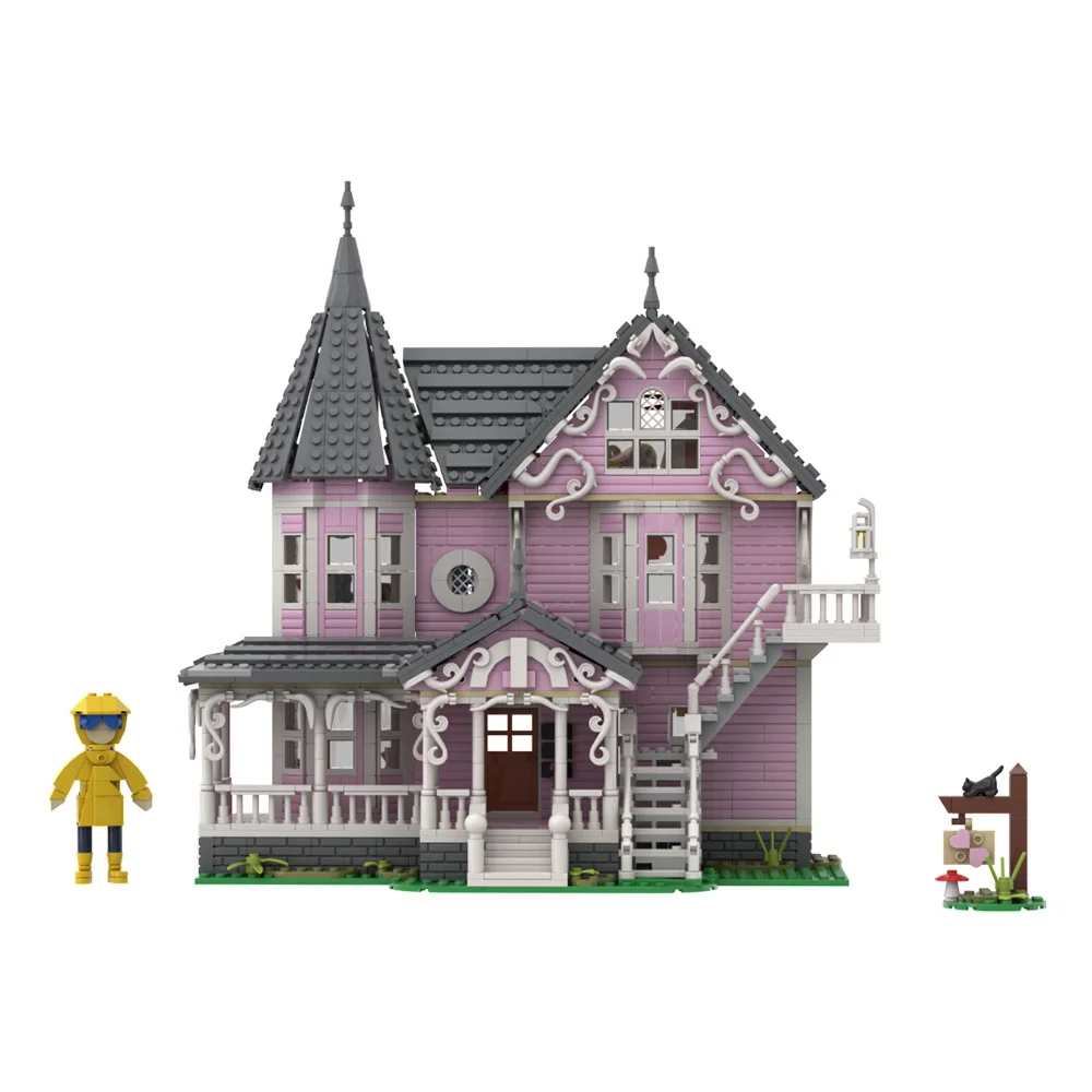 

Gobricks MOC Coralined Pink Palace Building Block Model Cartoon Movie Ideas Apartment Architecture Bricks Assembly Toys Kit Gift