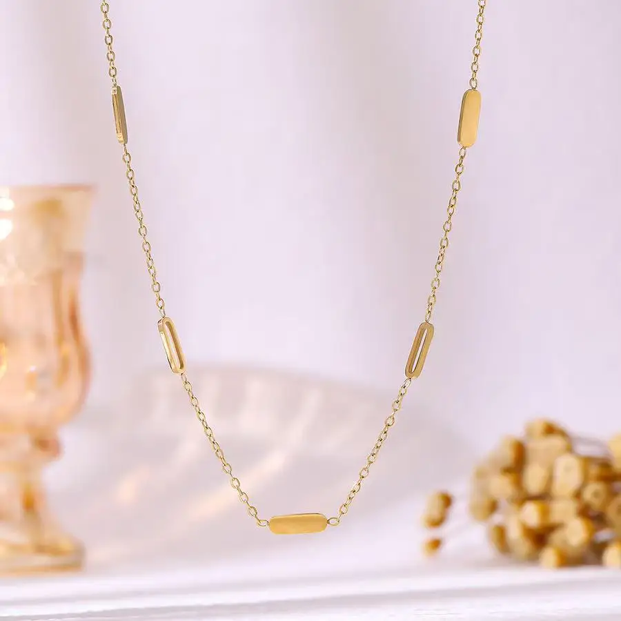 مجموعة مجوهرات هندسية مطلية بالذهب: قلادة + سوار + أقراط، مجوهرات ساحرة مستطيلة بسيطة، هدية عصرية للنساء"