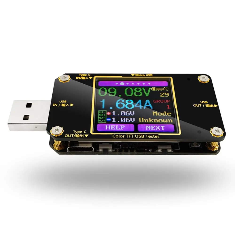 Miernik mocy A3 Tester prądu i napięcia typu C Tester bezpieczeństwa USB PD Pojemność baterii Cyfrowy kolorowy wyświetlacz LCD Miernik