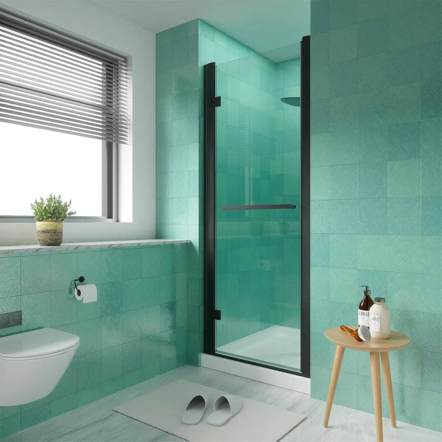 28-30 in.W x72 in.H Frameless Pivot Shower Door, 1/4 inch (6mm) SGCC Clear Tempered Glass Pivot Swing Shower Door, Easy to Clean