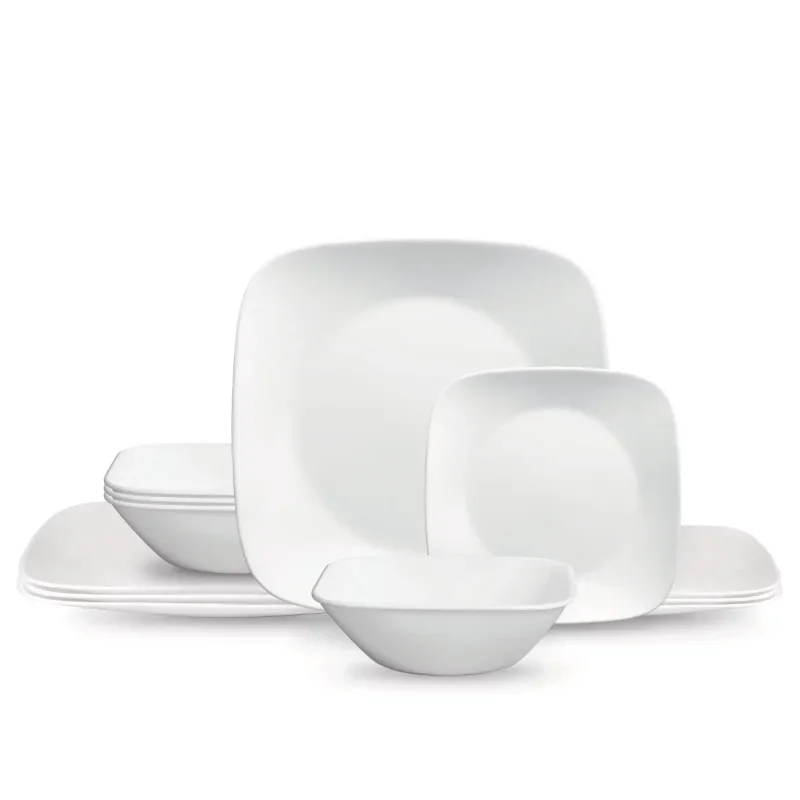 

Classic, Pure White Square 12-Piece Dinnerware Set Dinnerware Set Spoon Set Couverts De Table