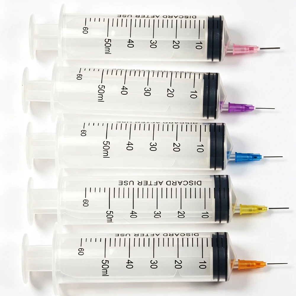 60ml Syringe with Blunt Tip Needles, Multi-Size Liquid Dispenser for Water Drill, Glue, Lab Pipette, Ink, Perfume