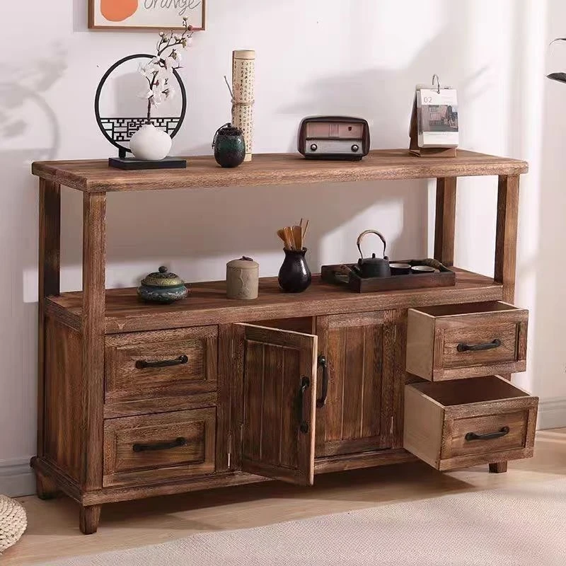 Vintage solid wood sideboard storage living room old storage cabinet 5
