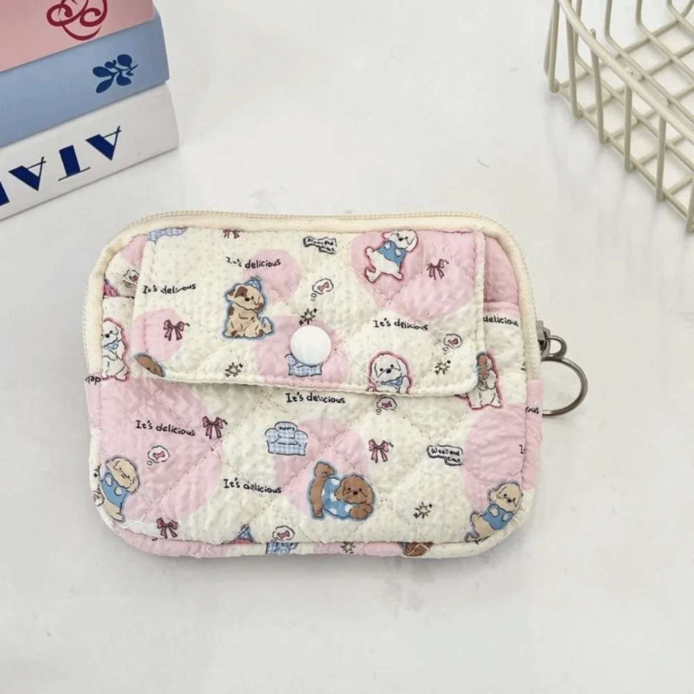 Cartoon Printing Mini Canvas Coin Purse Multifuctional Korean Style Small Lipstick Bag Jewelry Packing Bag Card Holder