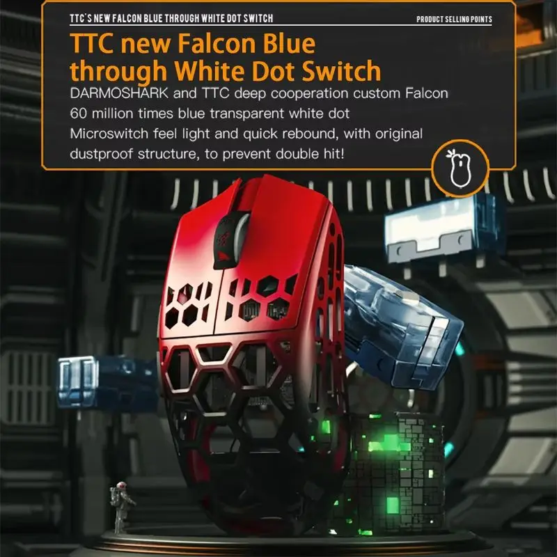 

Darmoshark M2 Air Magnesium Alloy Tri-Mode Wireless Mouse 36g Lightweight E-sports Design 8000HZ Small Wireless Computer Mouse